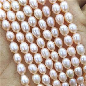 Pink Waterfresh Pearl Rice Beads A-Grade, approx 6-7mm [PB10133]
