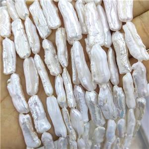 Baroque Style Natural White Pearl Stick Beads, approx 8-26mm [PB10134]