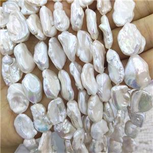 Baroque Style Natural White Pearl Beads Freeform, approx 13-20mm [PB10139]