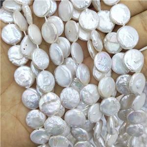 Baroque Style Natural White Pearl Beads Coin, approx 12mm [PB10144]