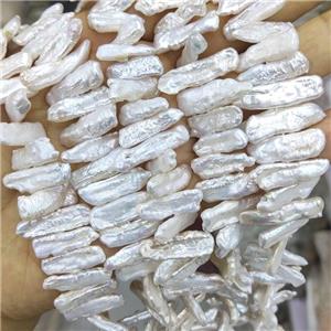 Baroque Style Natural White Pearl Beads Stick, approx 8-26mm [PB10145]