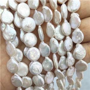 Natural Freshwater Pearl Circle Beads White, approx 10-11mm [PB10153]