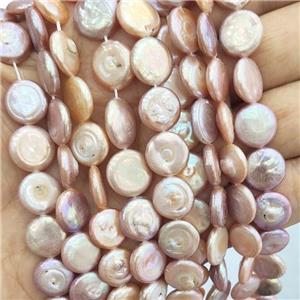 Natural Freshwater Pearl Circle Beads Pink, approx 10-11mm [PB10154]