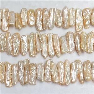 Natural Freshwater Pearl Stick Beads Pink, approx 8-25mm [PB10159]