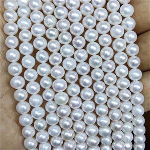 White Freshwater Pearl Beads Round A-Grade, approx 6.5-7mm [PB10166]