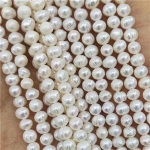 White Freshwater Pearl Beads Potato B-Grade, approx 3.5-4mm [PB10171]