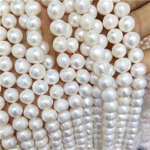 White Pearl Beads Round AB-Grade, approx 10-11mm [PB10176]