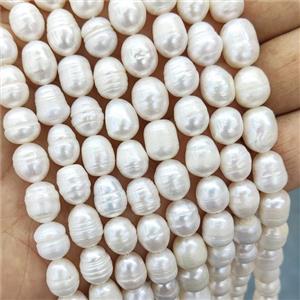 White Pearl Rice Beads B-Grade, approx 9-10mm [PB10179]