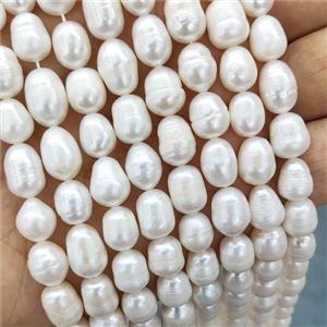 White Pearl Rice Beads, approx 9-10mm [PB10180]