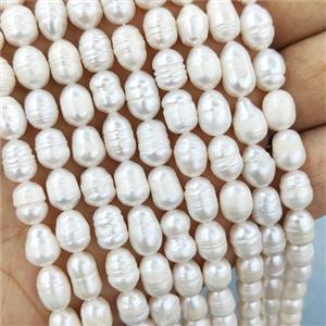 White Pearl Rice Beads B-Grade, approx 7-8mm [PB10181]