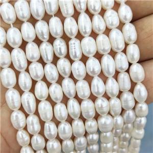 White Pearl Rice Beads, approx 6-7mm [PB10182]