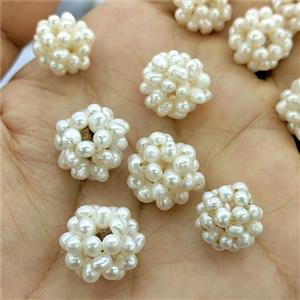 White Pearl Beads Ball Round, approx 14mm [PB10184]