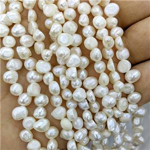 White Pearl Beads Topdrilled Freeform, approx 6-7mm, 34cm length [PB10185]