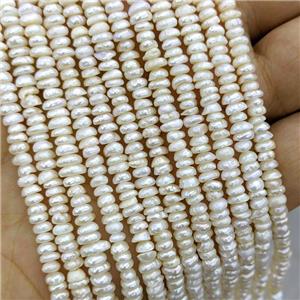 White Pearl Spacer Beads Rondelle, approx 3-4mm, 34cm length [PB10186]