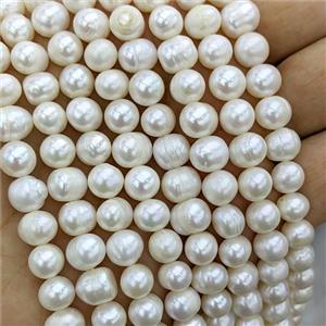 White Pearl Beads C-Grade, approx 8-9mm, 34cm length [PB10187]