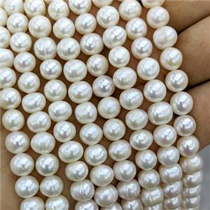 White Pearl Beads B-Grade, approx 8-9mm, 38cm length [PB10188]