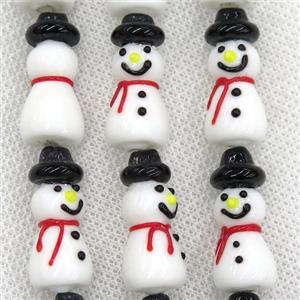 Lampwork glass snowman beads, approx 12-25mm [PP10162]