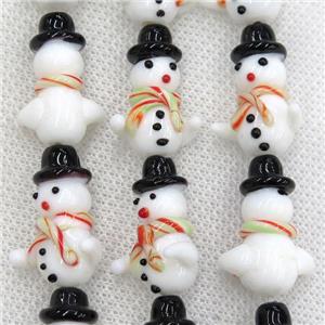 Lampwork glass snowman beads, approx 16-25mm [PP10163]