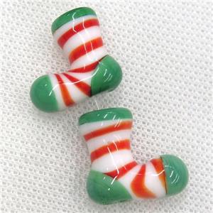 Lampwork glass beads, christmas stocking, approx 18-20mm [PP10168]