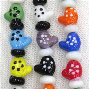 Lampwork glass beads, christmas glove, approx 15-19mm [PP10169]
