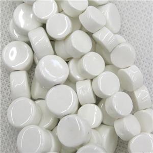 white Oriental Porcelain coin beads, approx 6x10mm [PP10170-6X10MM]