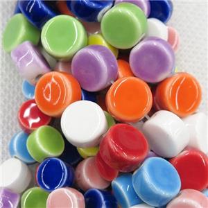 Oriental Porcelain coin beads, enamel, mixed color, approx 6x10mm [PP10171-6X10MM]