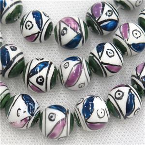 round Oriental Porcelain beads, approx 14mm dia [PP10178]