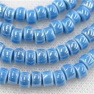 Oriental Porcelain heishi beads, blue enamel, electroplated, approx 5x7mm, 75pcs per st [PP10187]