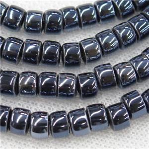 Oriental Porcelain heishi beads, black enamel, electroplated, approx 5x7mm, 75pcs per st [PP10188]