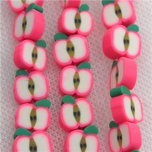 Polymer Clay Fimo Beads, apple, pink, approx 10mm [PP10214]