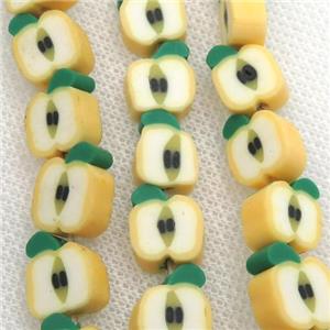 Polymer Clay Fimo Beads, apple, yellow, approx 10mm [PP10215]