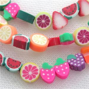 Polymer Clay Fimo Beads, fruit, mix, approx 10mm [PP10218]