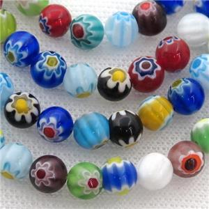 Millefiori Glass round beads, mix, approx 8mm dia [PP10221-8MM]