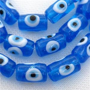 handmade blue Lampwork Glass tube Beads with evil eye, approx 11-16mm [PP10222]