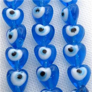 handmade blue Lampwork Glass heart Beads with evil eye, approx 12mm [PP10228]
