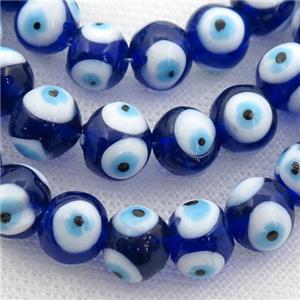 handmade dp.blue Lampwork Glass round Beads with evil eye, approx 8mm dia [PP10245-8MM]