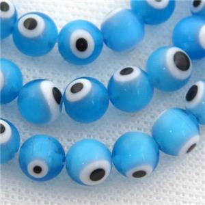 round blue Lampwork Glass Beads with evil eye, approx 6mm dia [PP10251-6MM]
