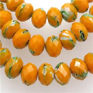 orange Lampwork glass beads, faceted rondelle, approx 10mm [PP10260-10MM]
