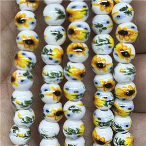 Porcelain beads, round, approx 6mm dia [PP10265]