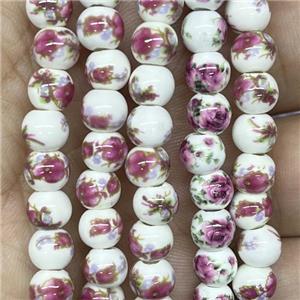 Porcelain beads, round, approx 6mm dia [PP10266]