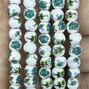 Porcelain beads, round, approx 6mm dia [PP10271]