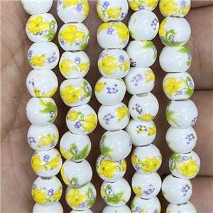 Porcelain beads, round, approx 6mm dia [PP10274]