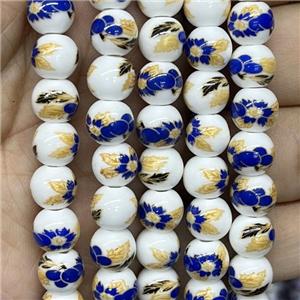 Porcelain beads, round, approx 8mm dia [PP10289]