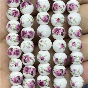 Porcelain beads, round, approx 8mm dia [PP10294]