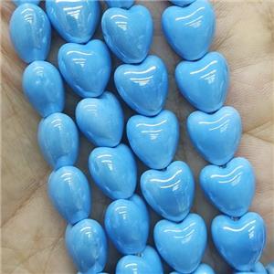 blue Porcelain heart beads, electroplated, approx 12mm, 30pcs per st [PP10330]