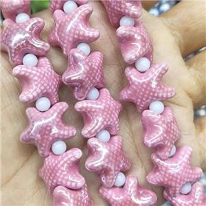 peach Porcelain Starfish Beads, electroplated, approx 17-20mm, 22pcs per st [PP10337]