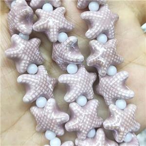 Porcelain Starfish Beads, electroplated, approx 17-20mm, 22pcs per st [PP10340]
