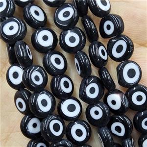 Black Lampwork Glass Circle Beads Evil Eye, approx 10mm [PP10355-10MM]