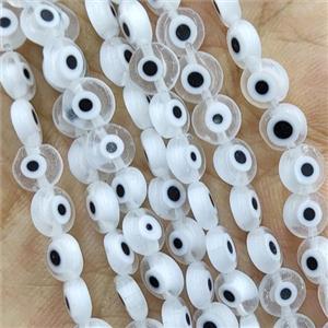 White Lampwork Glass Circle Beads Evil Eye, approx 6mm [PP10356-6MM]