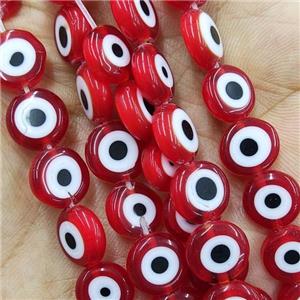 Red Lampwork Glass Circle Beads Evil Eye, approx 8mm [PP10357-8MM]